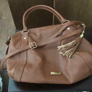 Steve Madden large handbag purse chestnut color with shoulder strap and tassel